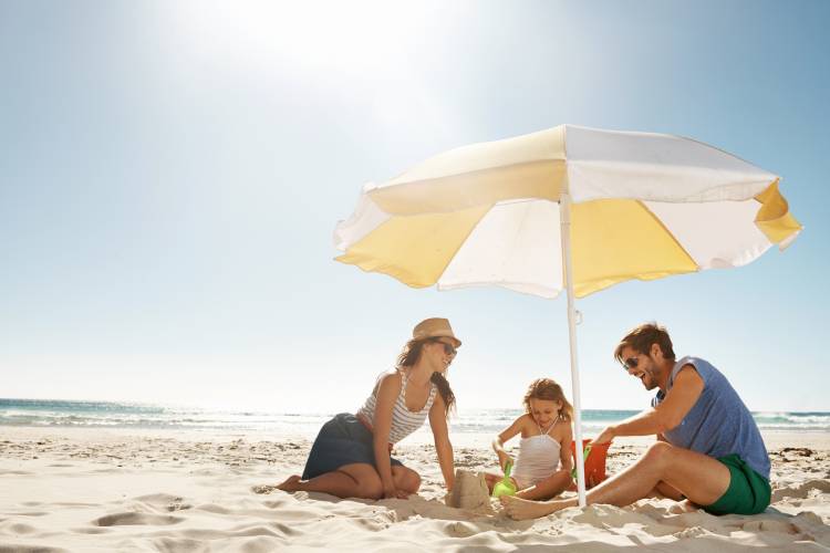 family at the beach